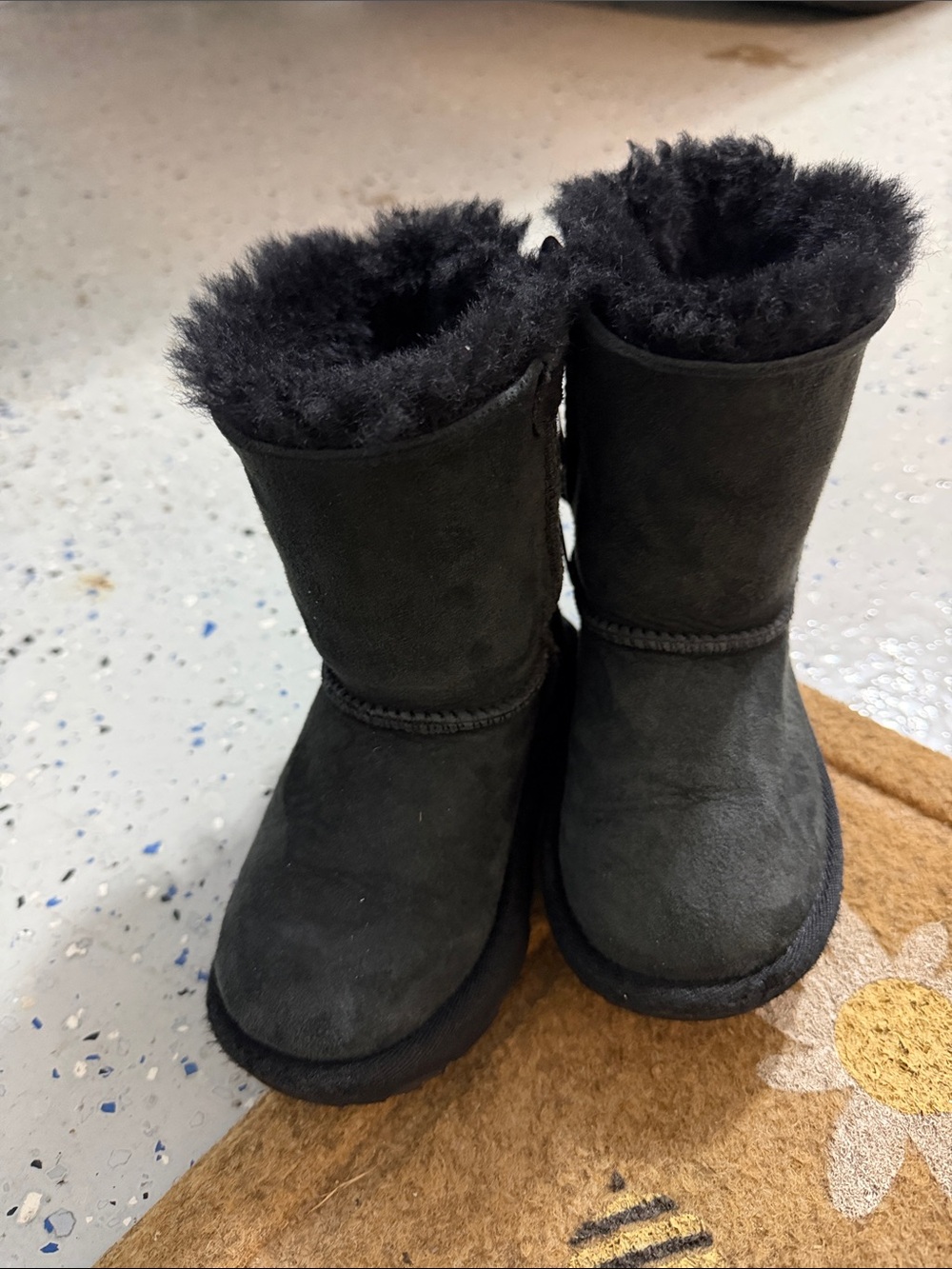 UGG Black Bow Back Shearling Boots